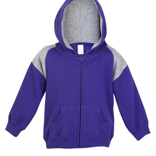 RAMO Kids Shoulder Contrast Panel Hoodies with Zipper F335ZZ Kids Shoulder Contrast Panel Hoodies with Zipper Thumbnail