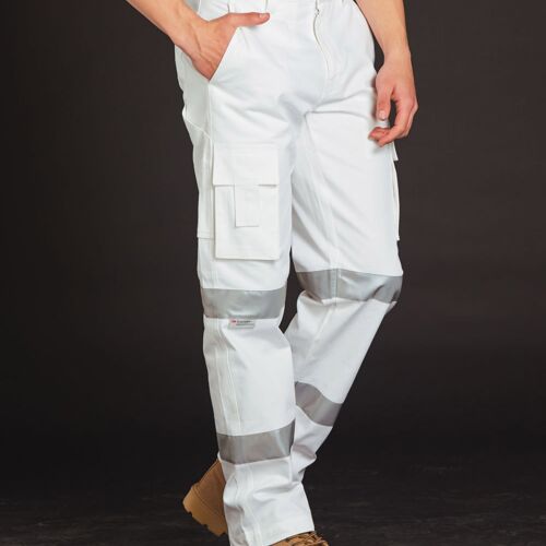 Shiny Mens White Safety pants with Biomotion Tape Configuration WP18HV Mens White Safety pants with Biomotion Tape Configuration Thumbnail