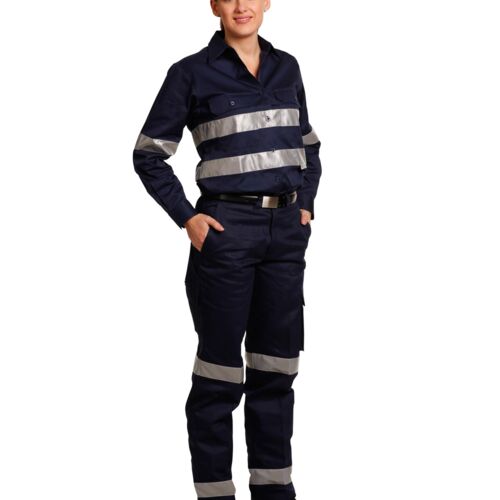 Shiny LADIES' HEAVY COTTON DRILL CARGO PANTS WITH BIOMOTION 3M TAPES WP15HV LADIES' HEAVY COTTON DRILL CARGO PANTS WITH BIOMOTION 3M TAPES Thumbnail