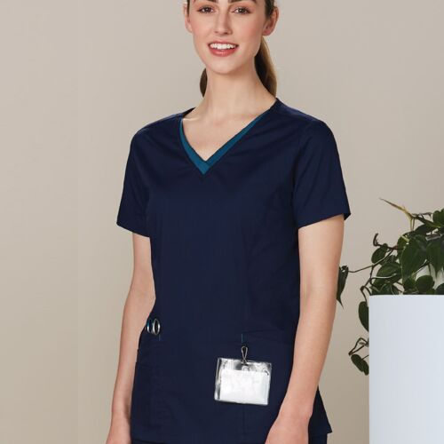 Shiny LADIES V-NECK CONTRAST TRIM SCRUB TOP M7660 LADIES V-NECK CONTRAST TRIM SCRUB TOP Thumbnail