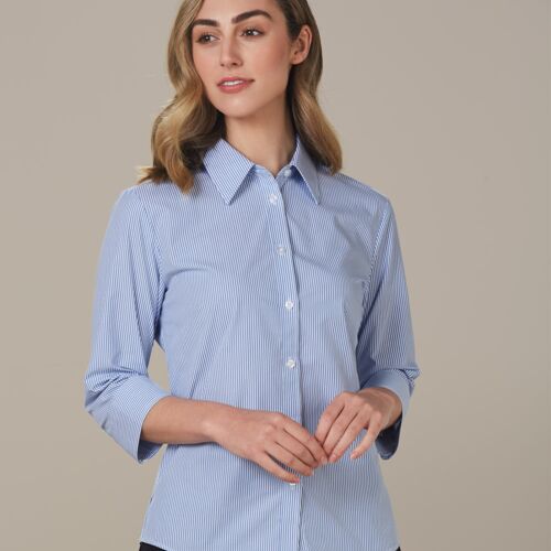 Shiny Women's Balance Stripe 3/4 Sleeve Shirt M8233 Women's Balance Stripe 3/4 Sleeve Shirt Thumbnail